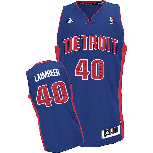 Mens Adidas Detroit Pistons 40 Bill Laimbeer Swingman Royal Blue Road NBA Jersey